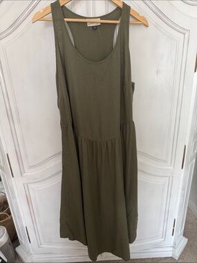 Universal Thread Olive Green Linen Blend Midi Dress | Sleeveless Boho Size‎ XXL